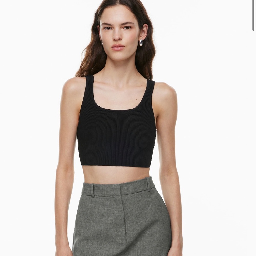 Aritzia babaton black Sculpt Knit Squareneck Cropped Tank